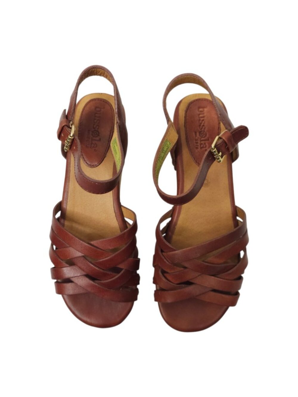 Bussola Mansfield Mavis Cork Wedge Sandals Platform EU 37 US 6 Brown Leather - Picture 6 of 16